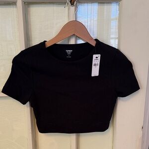 NWT express body contour cotton blend black crop top